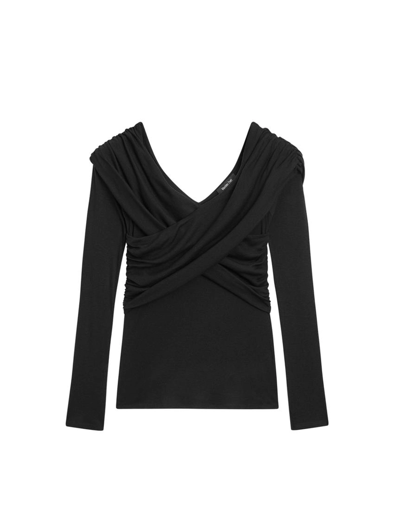 Топ с открытыми плечами из лиоцелла и шерсти