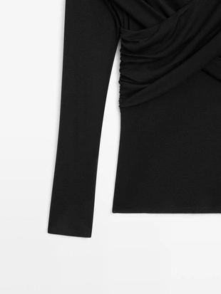 Топ с открытыми плечами из лиоцелла и шерсти- Заказать в России