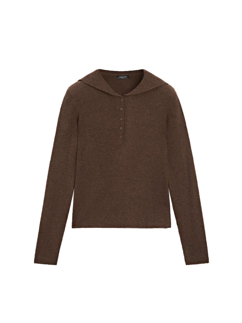 Поло-свитер с воротником из меланжевого трикотажа