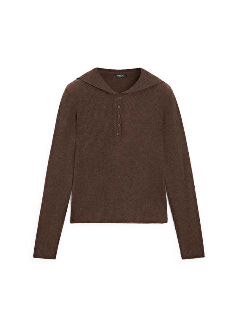 Поло-свитер с воротником из меланжевого трикотажа