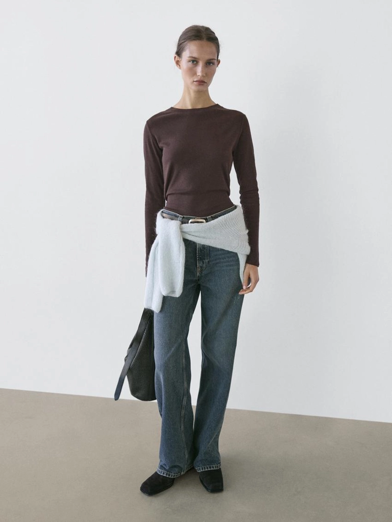 Футболка из хлопкового микса с длинным рукавом