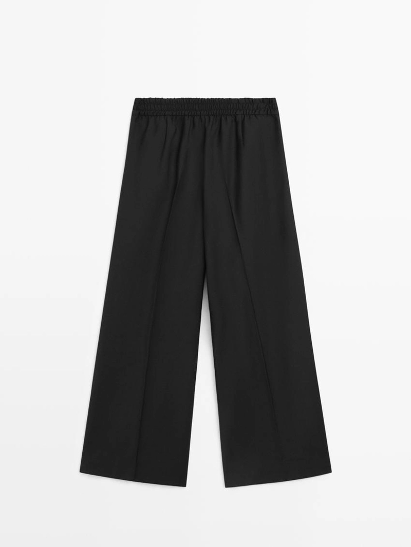 Широкие укороченные брюки из 100% шерсти