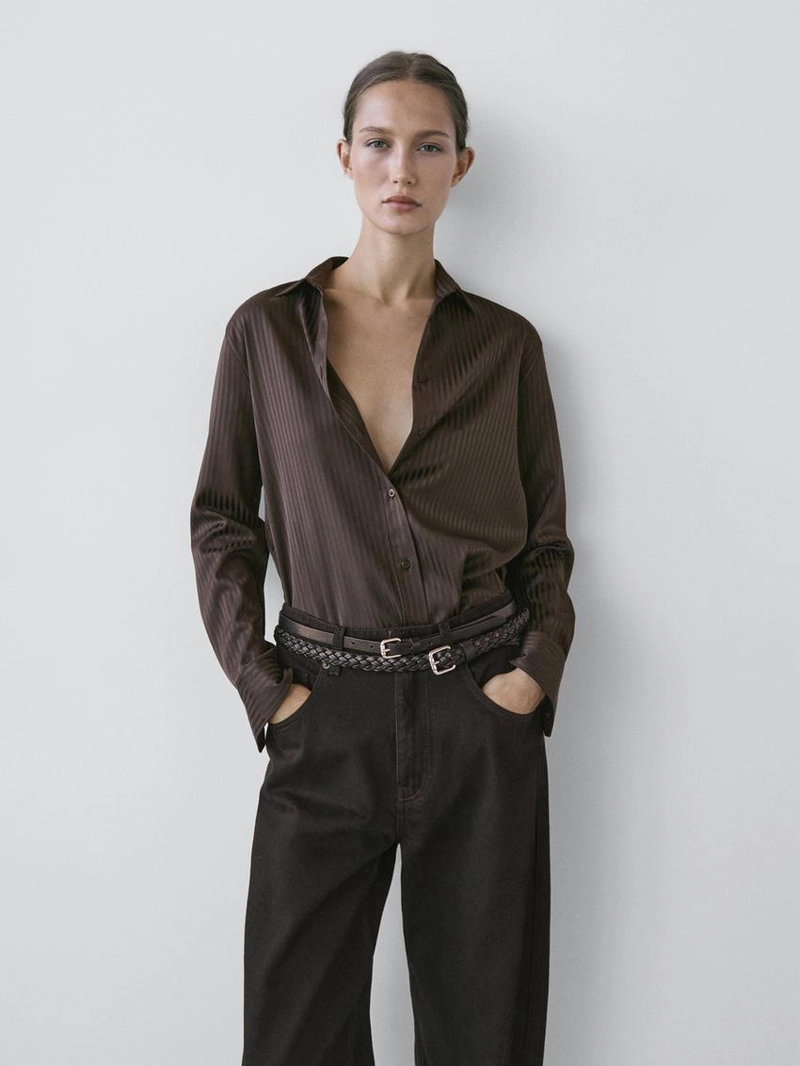 Рубашка с полосками и свободным покроем