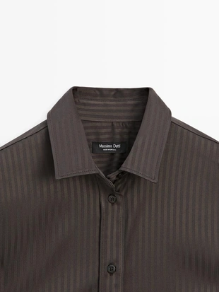 Рубашка с полосками и свободным покроем- Заказать в России