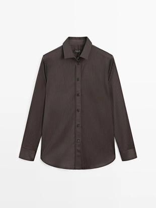 Рубашка с полосками и свободным покроем- Заказать в России