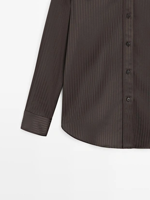 Рубашка с полосками и свободным покроем- Заказать в России