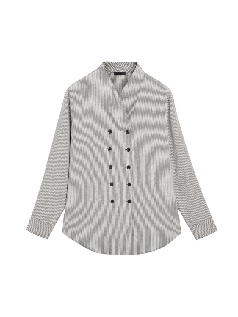 Рубашка в полоску со свободным покроем и деталями на пуговицах