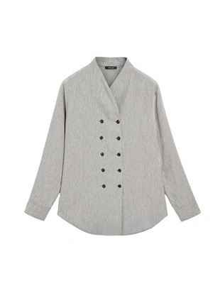 Рубашка в полоску со свободным покроем и деталями на пуговицах- Заказать в России