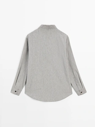 Рубашка в полоску со свободным покроем и деталями на пуговицах- Заказать в России