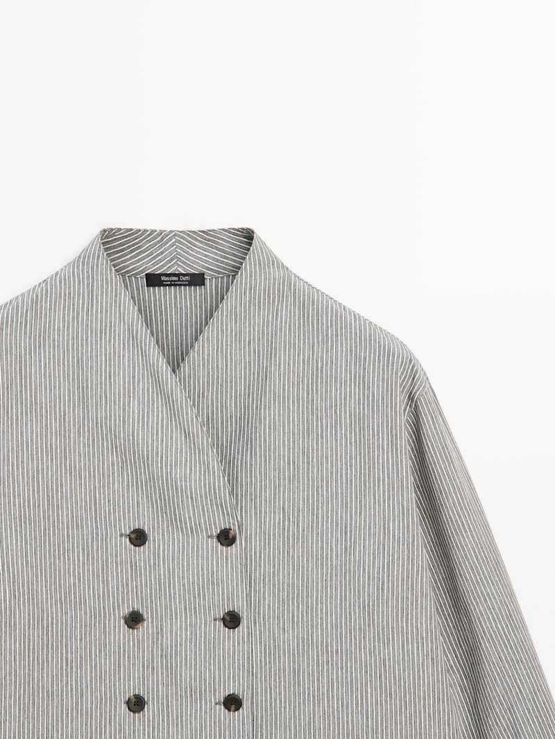 Рубашка в полоску со свободным покроем и деталями на пуговицах