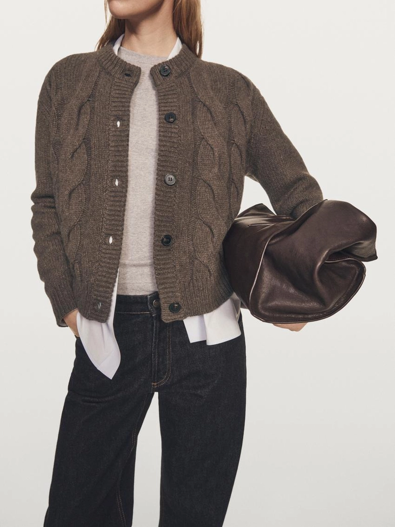 Кардиган с косами из шерстяной смеси