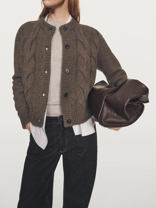 Кардиган с косами из шерстяной смеси- Заказать в России