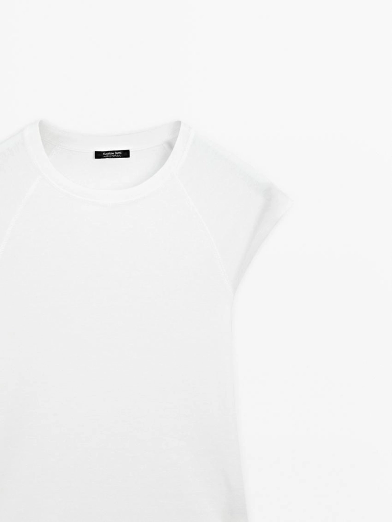 Хлопковая футболка с короткими рукавами реглан