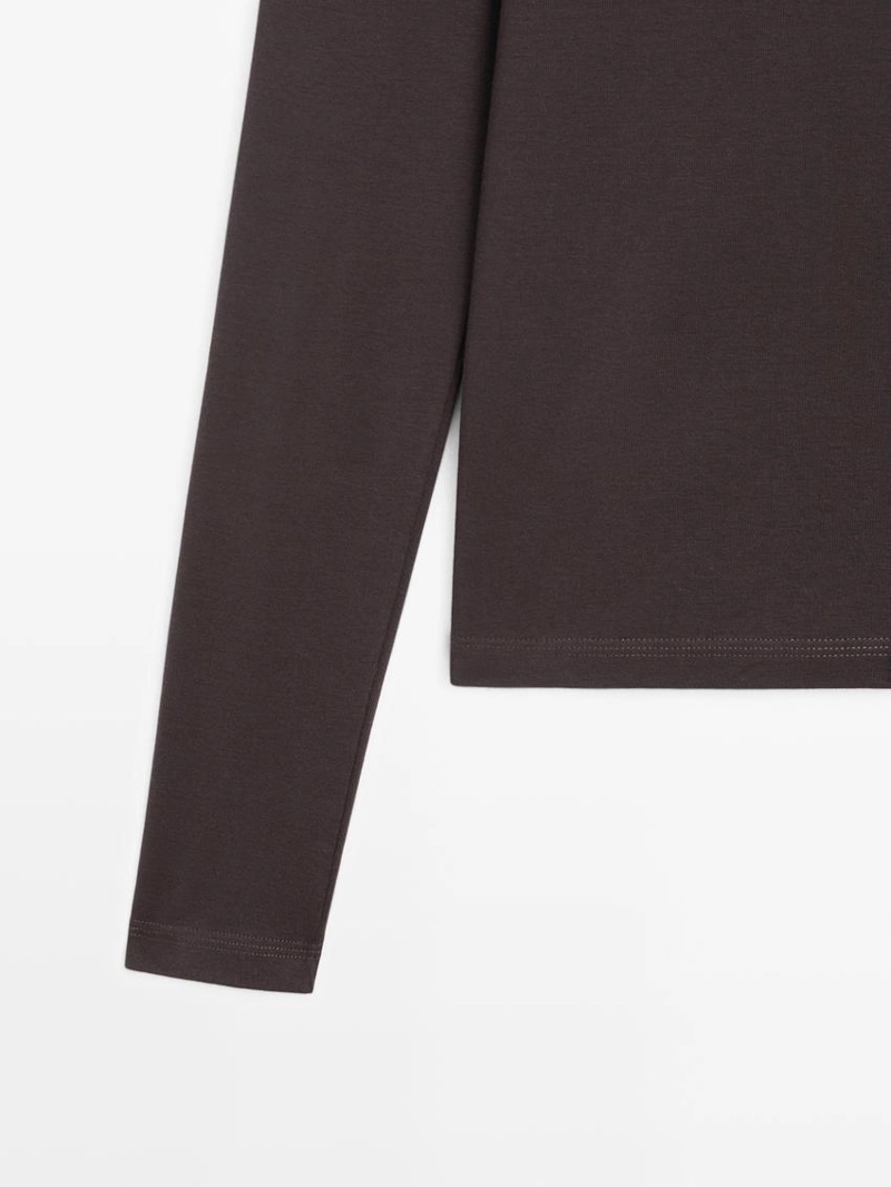 Футболка с длинным рукавом в меланжевом стиле из ребристого материала