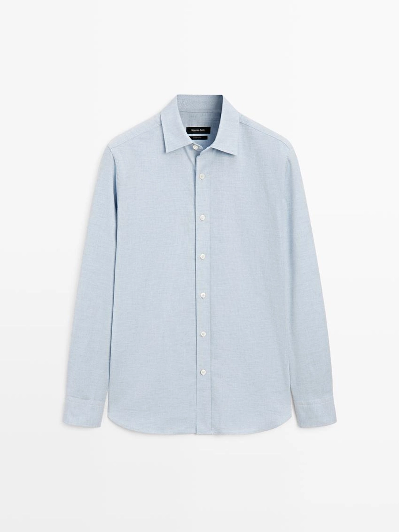 Рубашка regular fit меланжевая