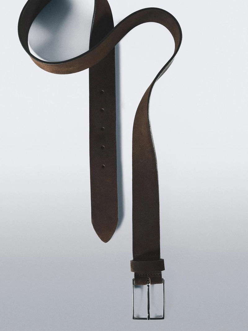 Ремень из плюшевой натуральной кожи с никелевой пряжкой