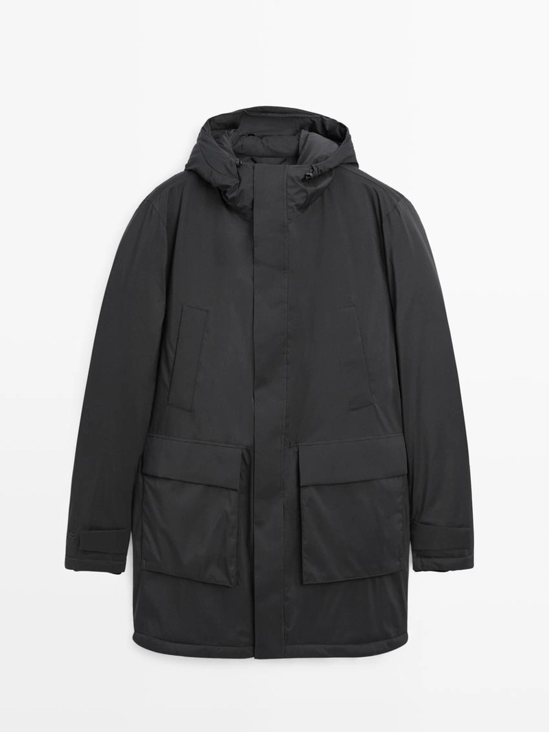 Парка с капюшоном из водоотталкивающего пухового наполнителя