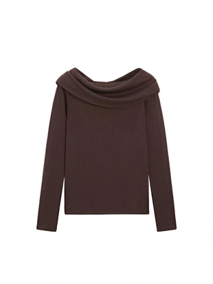 Трикотажный свитер с открытыми плечами из шерстяной смеси- Заказать в России