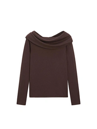 Трикотажный свитер с открытыми плечами из шерстяной смеси- Заказать в России