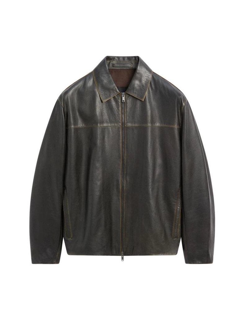 Кожаная куртка с эффектом потертостей