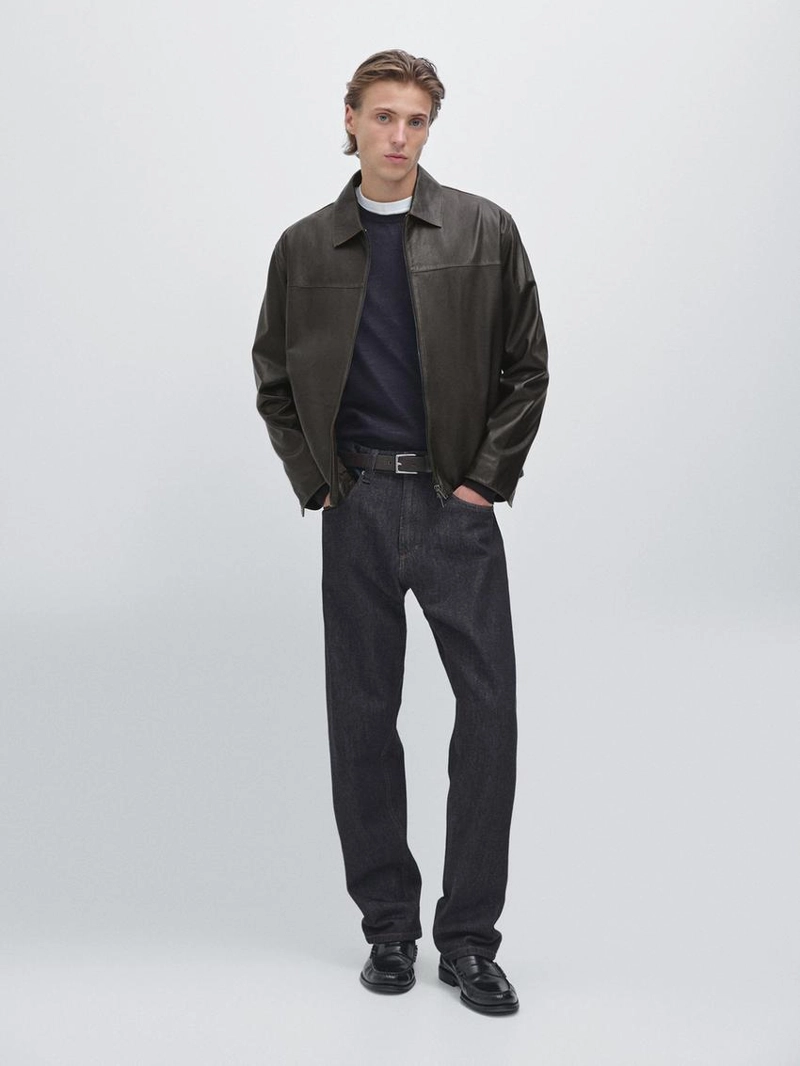 Кожаная куртка с эффектом потертостей