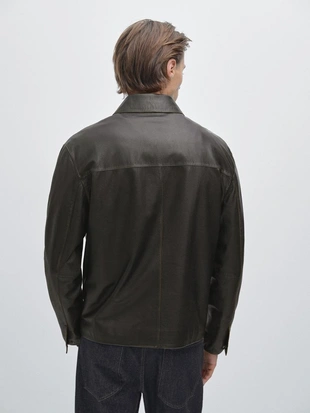 Кожаная куртка с эффектом потертостей- Заказать в России