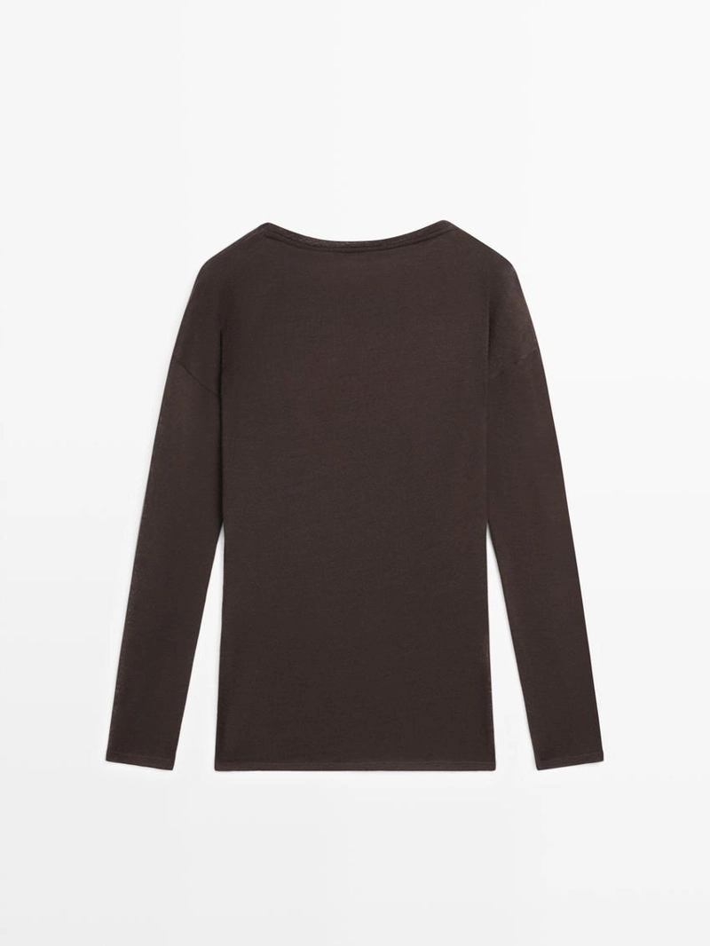 Топ из шерстяной смеси с драпировкой и расклешенными рукавами