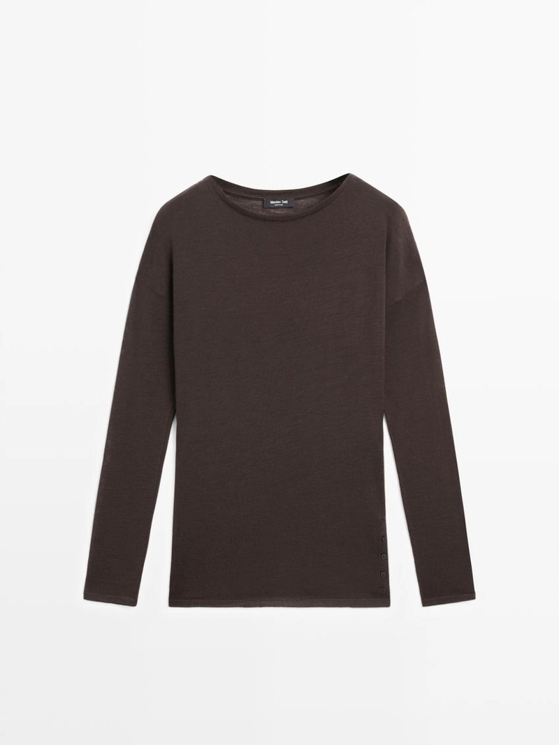 Топ из шерстяной смеси с драпировкой и расклешенными рукавами