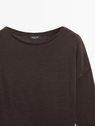 Топ из шерстяной смеси с драпировкой и расклешенными рукавами- Заказать в России