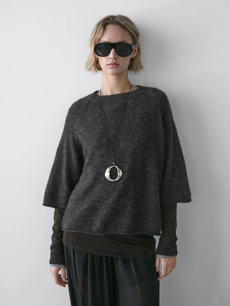 Свитер с регланом из смеси альпаки и шерсти