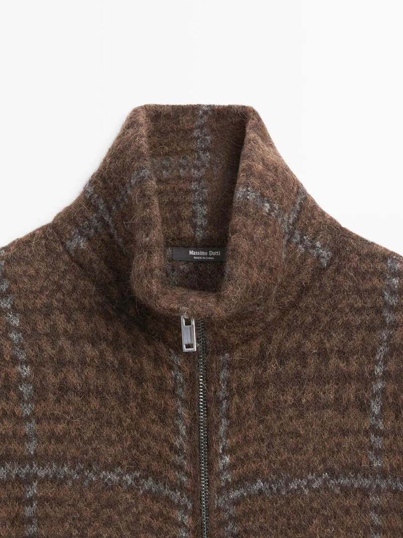 Кардиган с узором в клетку из альпаки и войлока