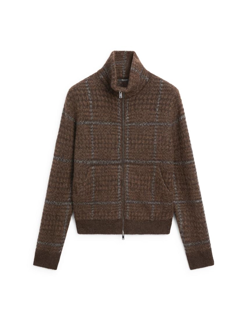 Кардиган с узором в клетку из альпаки и войлока