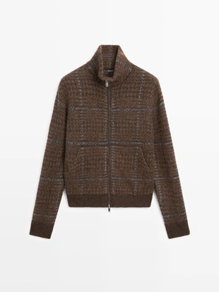 Кардиган с узором в клетку из альпаки и войлока- Заказать в России