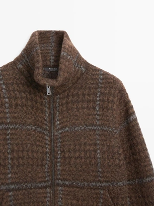 Кардиган с узором в клетку из альпаки и войлока- Заказать в России