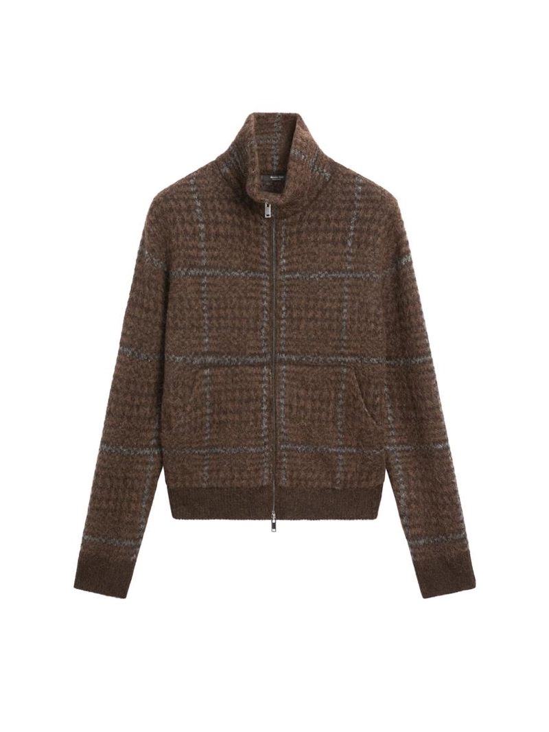 Кардиган с узором в клетку из альпаки и войлока