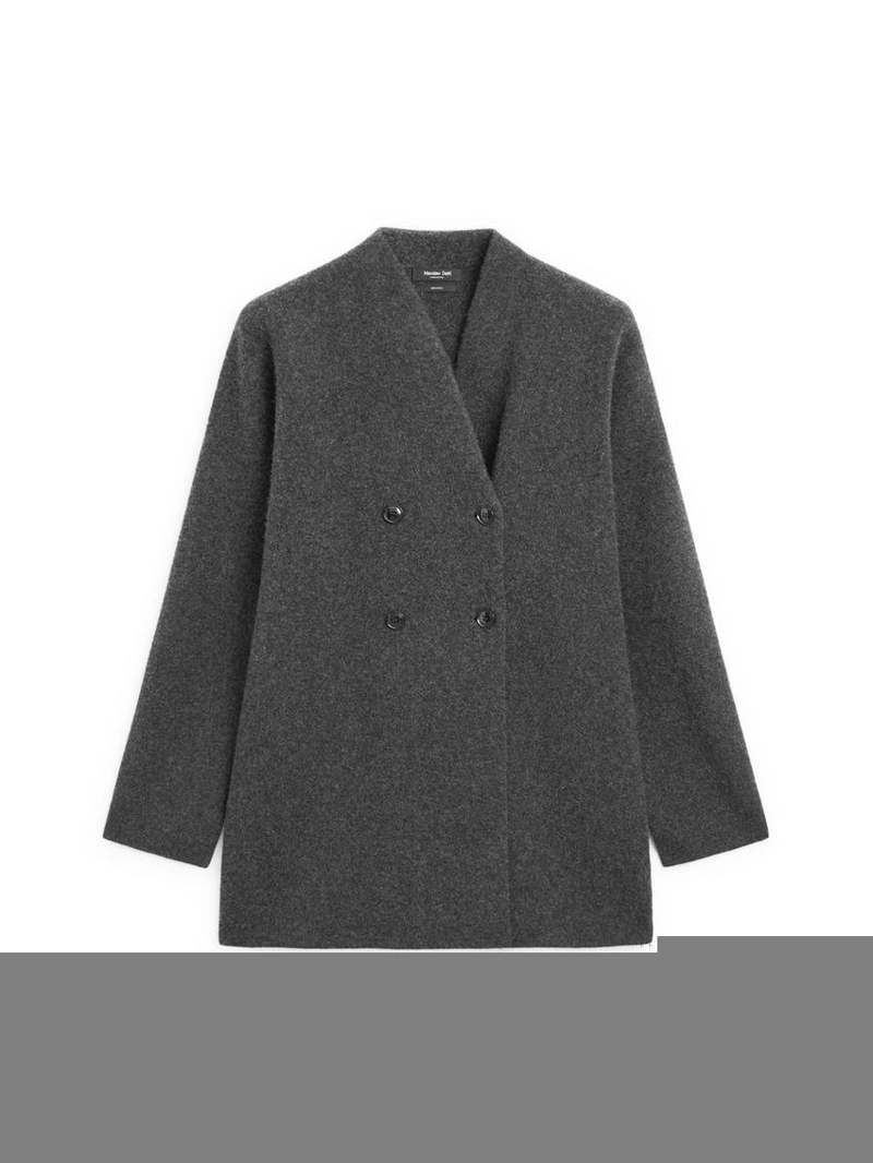 Пальто средней длины с двубортной застежкой из 100% шерсти