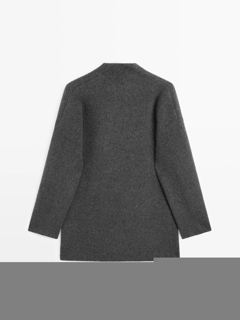 Пальто средней длины с двубортной застежкой из 100% шерсти