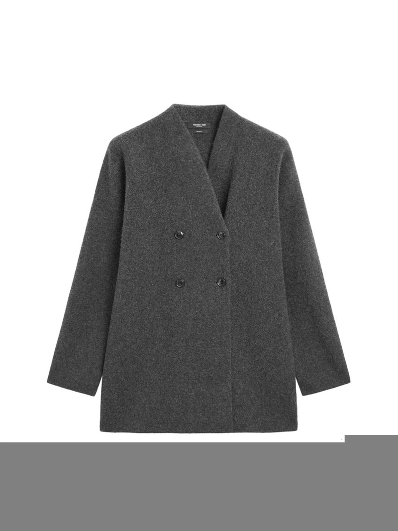 Пальто средней длины с двубортной застежкой из 100% шерсти