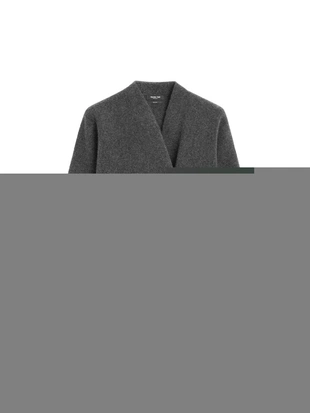 Пальто средней длины с двубортной застежкой из 100% шерсти- Заказать в России