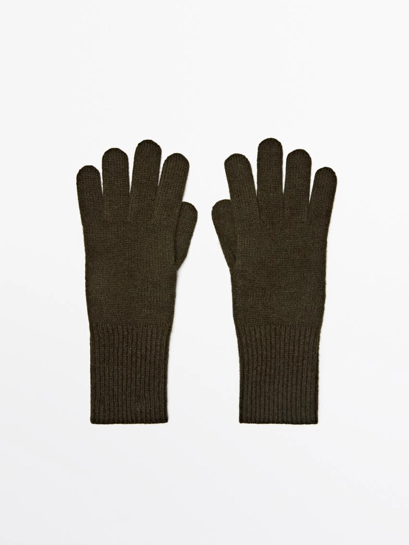 Перчатки из шерстяной смеси вязаные