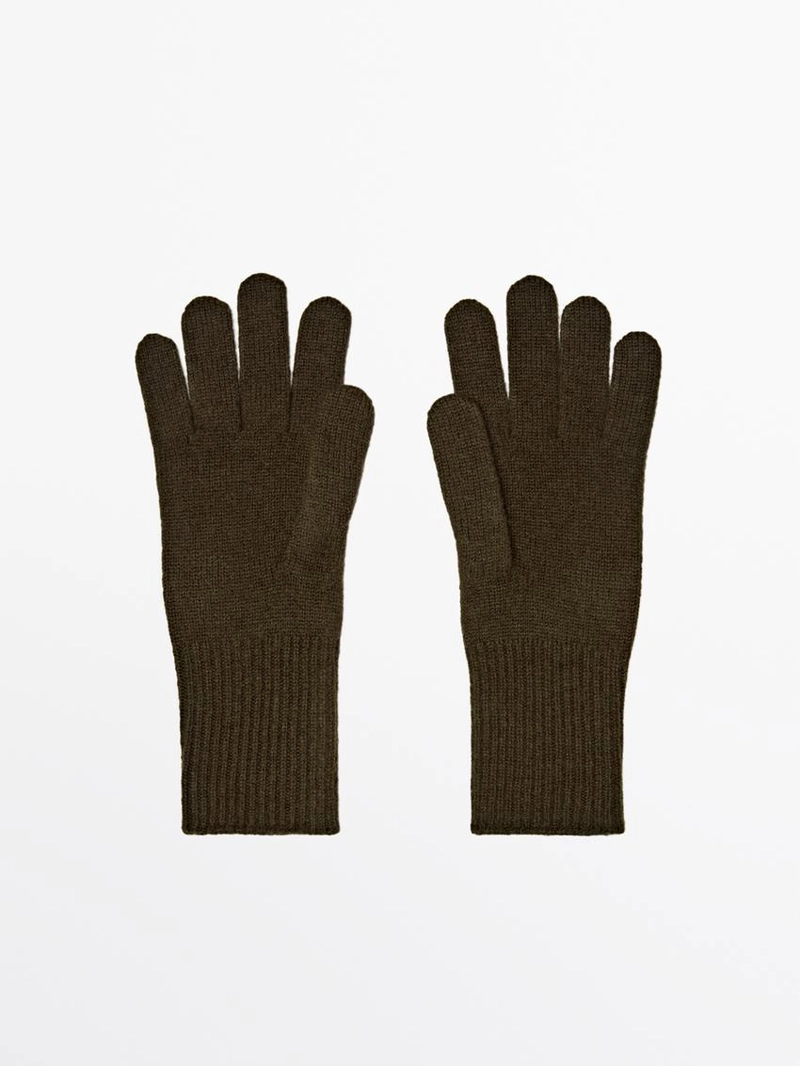 Перчатки из шерстяной смеси вязаные