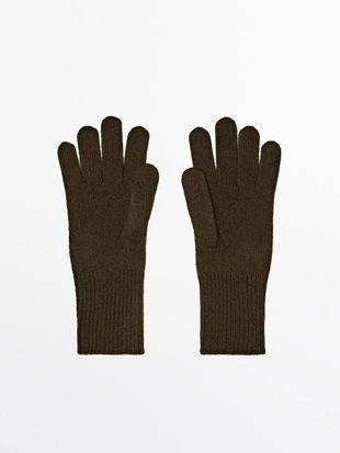 Перчатки из шерстяной смеси вязаные- Заказать в России