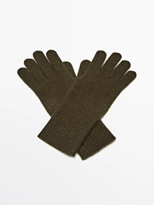 Перчатки из шерстяной смеси вязаные- Заказать в России