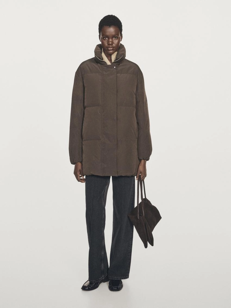 Пуховик с квадратным стежком 80% пух - 20% перо, водоотталкивающий