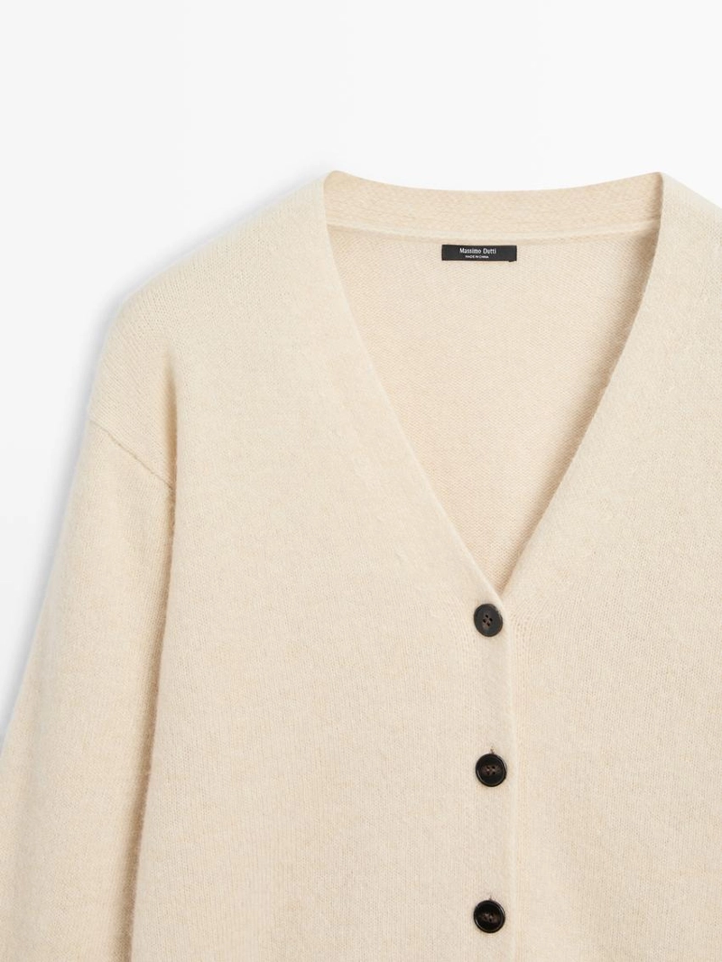 Кардиган с v-образным вырезом из вязаного альпака и шерсти