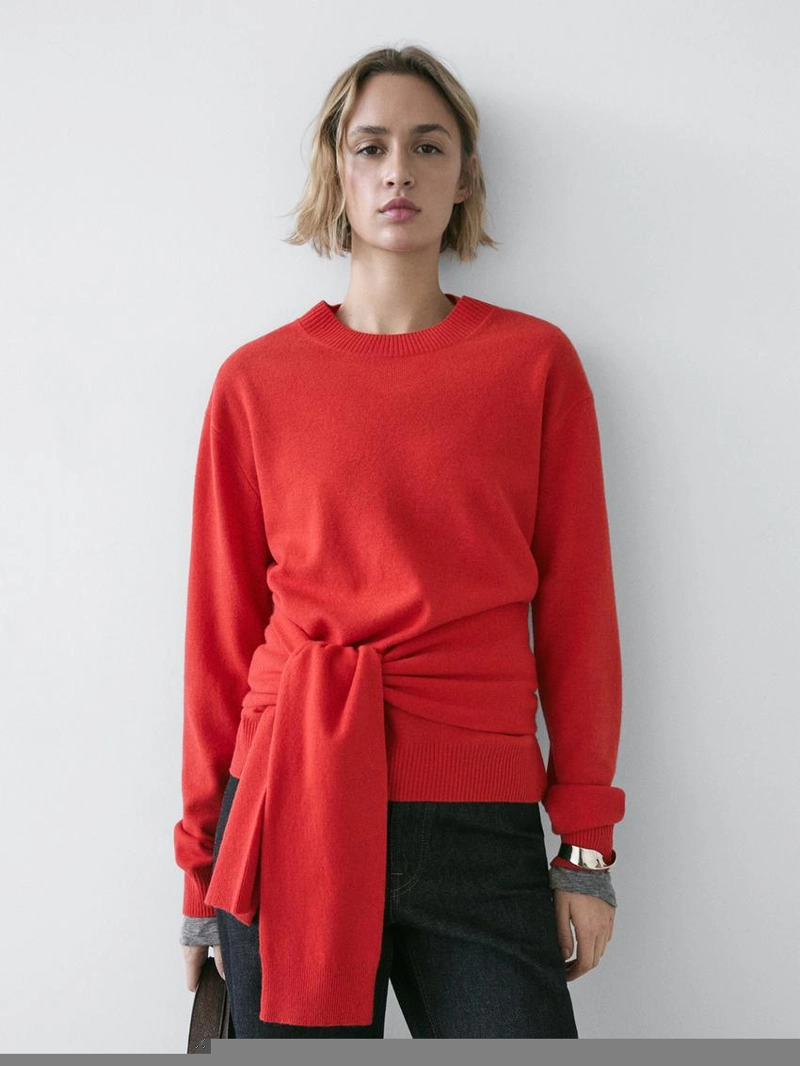 Свитер из 100% шерсти с деталями на талии