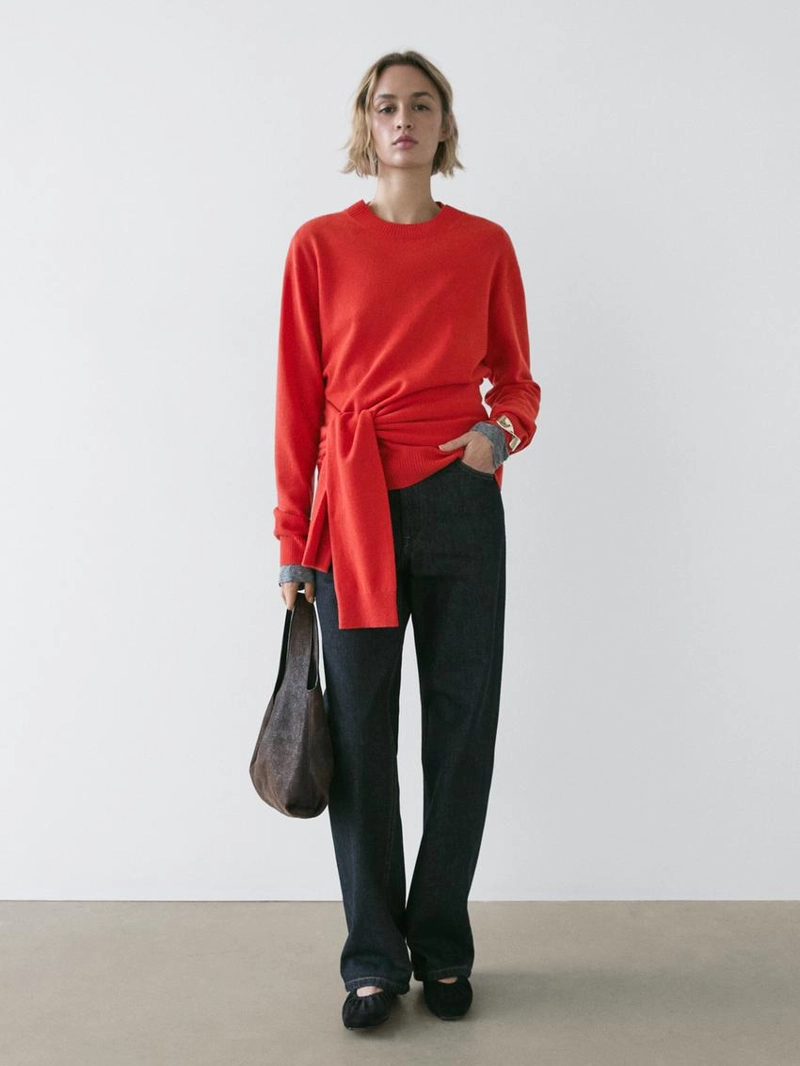 Свитер из 100% шерсти с деталями на талии