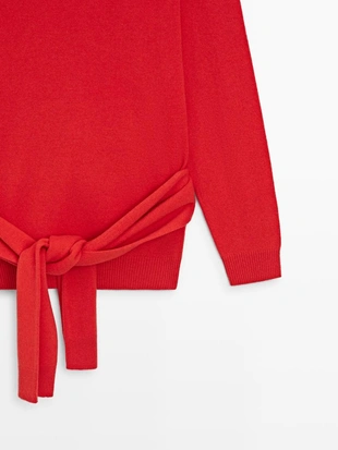 Свитер из 100% шерсти с деталями на талии- Заказать в России