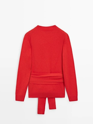 Свитер из 100% шерсти с деталями на талии- Заказать в России