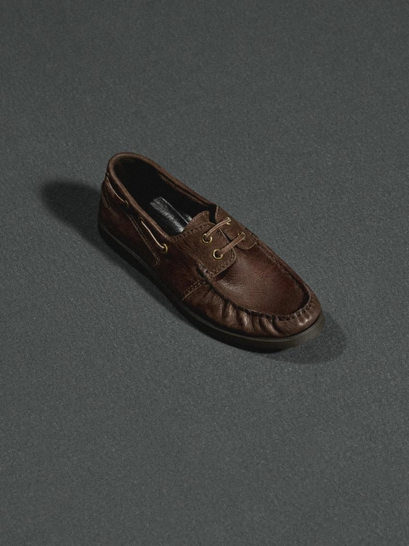 Мокасины из натуральной кожи с маслом